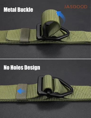 Miniatura 5 de JASGOOD Cinturón táctico de nailon reforzado resistente para hombres correa de cinturón militar ajustable con hebilla de metal