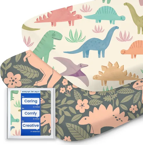 Miniatura 26 de Sábanas de dinosaurio para cuna para niños, sábana bajera ajustable de cuna suave de alta calidad, sábanas de bebé ultra transpirables, sábanas