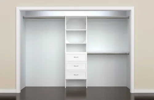 Miniatura 2 de ClosetMaid SuiteSymphony - Kit organizador de armario de madera con torre, 3 barras para colgar, estantes superiores, 3 cajones, ajustable, se