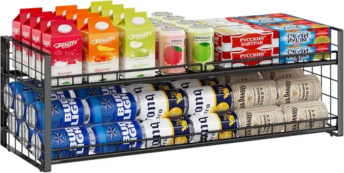 Miniatura 9 de Sbanmao - Paquete de 2 organizadores apilables para latas para despensa, estante ajustable para latas de almacenamiento de alimentos enlatados