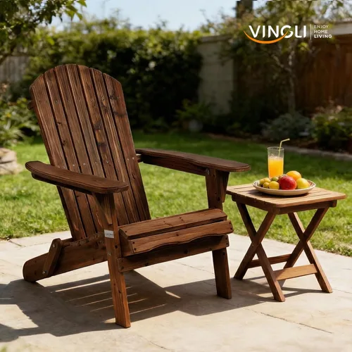 Miniatura 2 de VINGLI Silla Adirondack plegable, sillas Adirondack de madera para exteriores, sillas plegables para fogata para patio, barbacoa, porche, patio