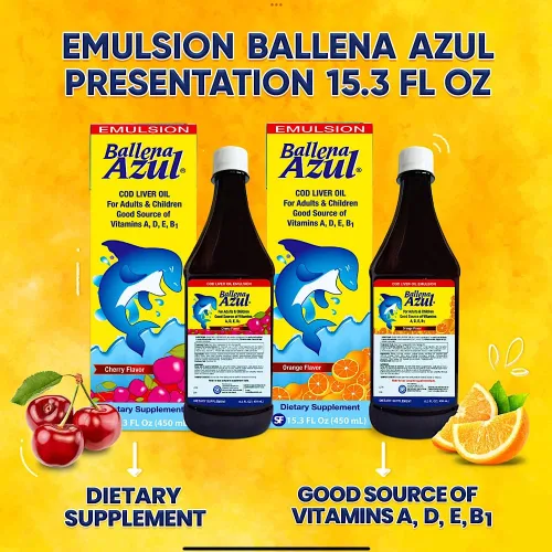 Miniatura 5 de Ballena Azul Aceite de Hígado de Bacalao para Adultos y Niños, Aceite de Hígado de Bacalao para adultos y niños, vitaminas A, D, E, B1, suplemento