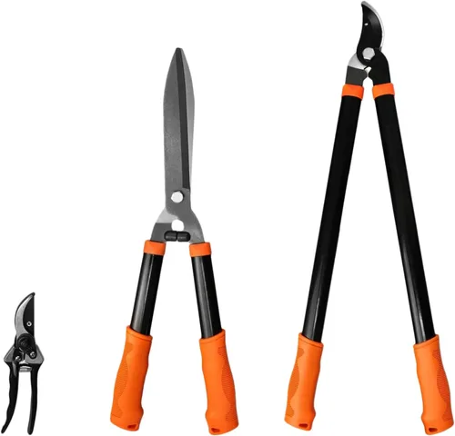 Garden Tools - Juego de 3 tijeras de jardinería con podadora, cortasetos y tijeras de podar, cortador de ramas para árboles, flores, plantas, bonsái