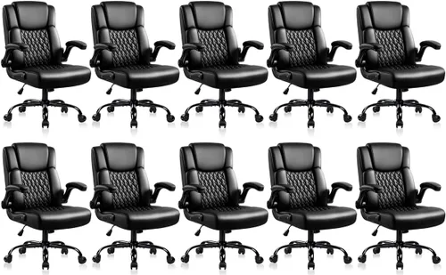 Miniatura 11 de Silla de escritorio de cuero OFIKA, silla de oficina ergonómica con soporte lumbar, silla de computadora, silla ejecutiva de cuero con reposabrazos