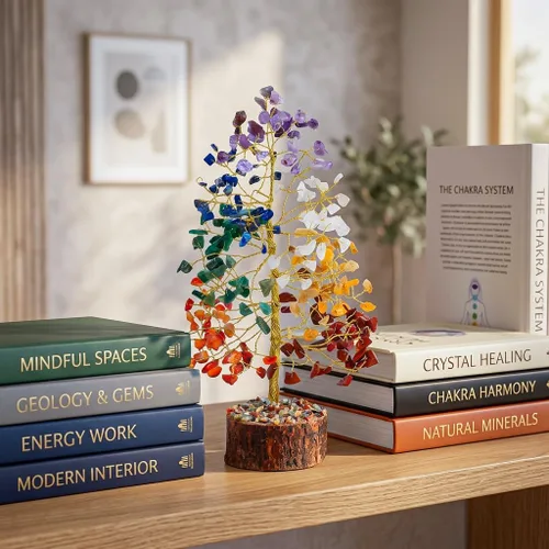 Miniatura 7 de Árbol de la vida de los 7 chakras, árbol de la vida de cristal, árbol de piedras preciosas para energía positiva, decoración de árbol de Feng Shui