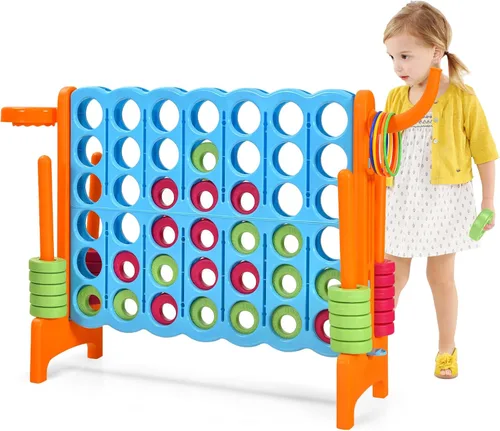 Miniatura 10 de AKUSTIK Juego Giant Connect al aire libre, 4 en una fila Jumbo 4 para marcar para niños y adultos, fiesta familiar, patio, césped, juego de conexión