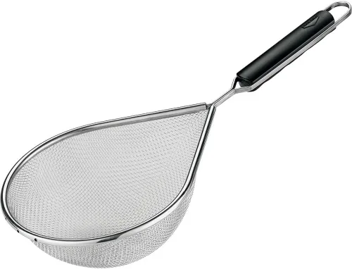 Paderno World Cuisine Colador oblongo de acero inoxidable de 8-5/8 pulgadas por 7-1/8 pulgadas