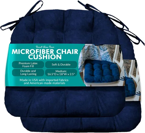 Miniatura 51 de Barnett Almohadilla para silla de comedor con lazos. Gamuza microfibra, microgamuza, reversible, relleno de espuma de látex, se puede lavar a Negro