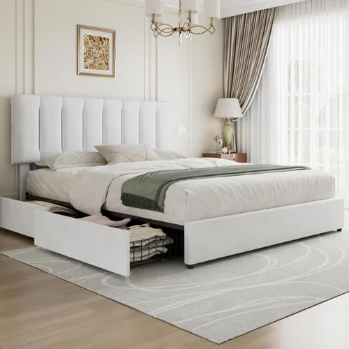 Miniatura 62 de VECELO - Base de cama tamaño individual con cabecera tapizada, plataforma con soporte de listones de madera de alta resistencia, no necesita somier