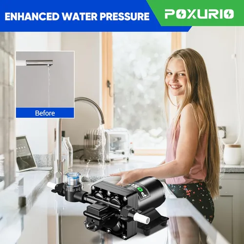 Miniatura 7 de Bomba de Agua para RV de 6 GPM, Bomba de Agua Fresca de 110 V CC, 70 PSI, Bomba de Agua de Diafragma Autocebante con Interruptor de Presión y Filtro