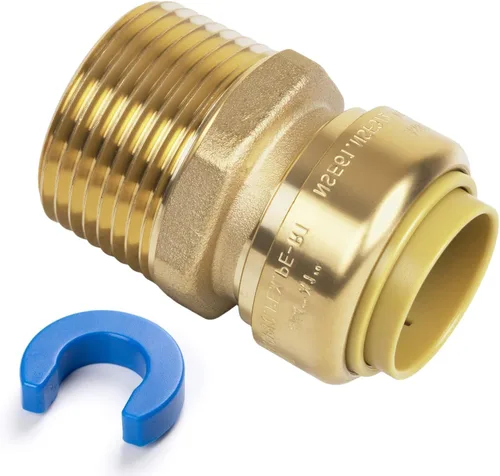 Miniatura 20 de Adaptador macho PTC de 1 pulgada a 1 pulgada NPT Push-Fit, Empuje para conectar accesorios de plomería de latón para cobre, CPVC, tubos PEX