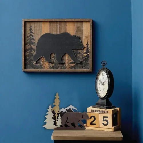 Miniatura 4 de Surakey Estatuas y figuras de madera, ciervos animales, osos, lobo, bosque, alce, decoración del hogar, siluetas de bosque multicapa y esculturas