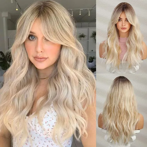 Miniatura 32 de Esmee Pelucas largas y onduladas para mujer, cabello sintético natural, resistente al calor, para uso diario y fiestas, cosplay, 24 pulgadas