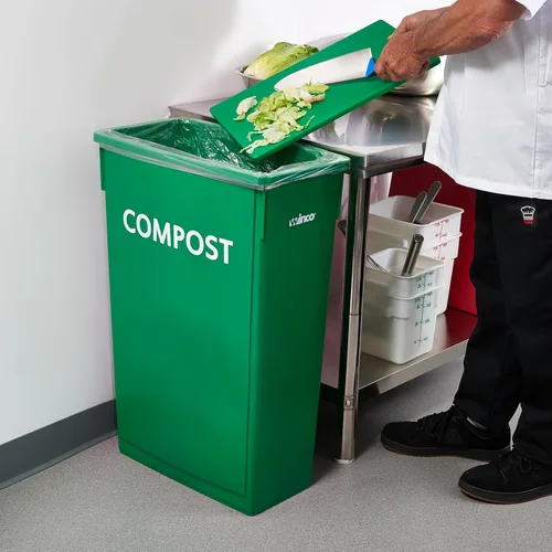 Miniatura 4 de Winco Bote de basura comercial delgado/contenedor de residuos, compost de 23 galones, color verde