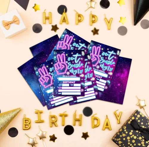 Miniatura 3 de Tarjetas de invitación de fiesta de cumpleaños para niños, invitaciones de fiesta de cumpleaños número 10, tarjetas para niñas y niños, celebración