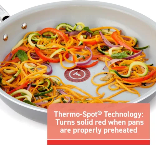 Miniatura 4 de T-Fal Fresh Gourmet Juego de utensilios de cocina de cerámica reciclada antiadherente, 12 piezas, apto para horno y asador hasta 500°F, tapa segura