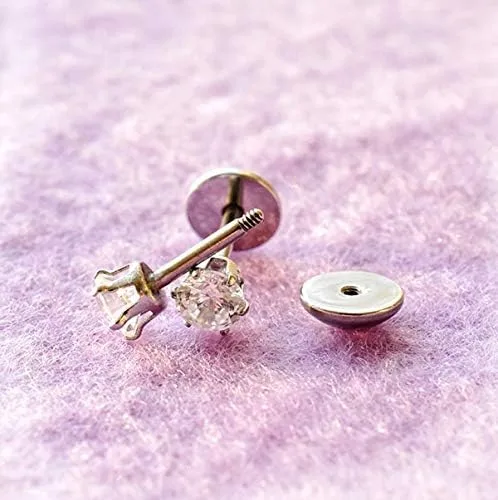 Miniatura 3 de Aretes ComfyEarrings con tuerca y cristales CZ de 0.15 pulgadas