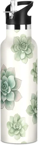 Miniatura 12 de Insulated Water Bottle with Straw Colorful Flowers Double Wall Vacuum Insulated Lightweight for Sport Gym Outdoor Travel School