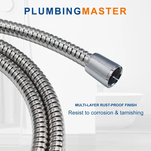 Miniatura 3 de Manguera de ducha de 60 pulgadas de acero inoxidable de mano de repuesto con tuerca de latón, extensión de manguera de ducha flexible larga