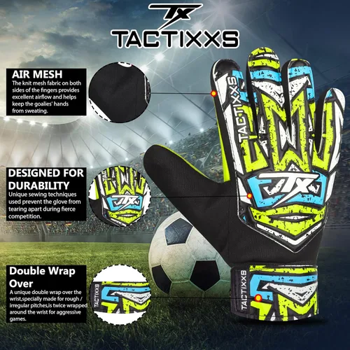 Miniatura 14 de Guantes de portero de fútbol para niños y jóvenes, guantes de portero de fútbol Funky antideslizantes con palma de látex de 0.16 in con agarres Azul