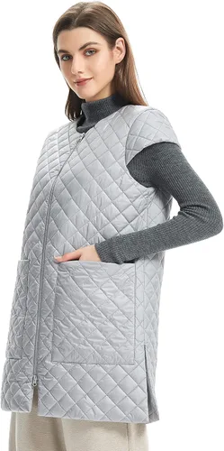 Miniatura 2 de PACIBE Chaleco largo acolchado para mujer, ligero, con mangas casquillo, con bolsillos