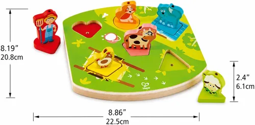 Miniatura 3 de Hape – Farmyard Sound Puzzle Game (10 pieza), multicolor, 5" x 2