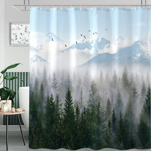 Miniatura 21 de Juego de cortinas de ducha con diseño de hongos y mariposas florales negras y rojas, tela impermeable, cortinas de ducha para baño, decoración