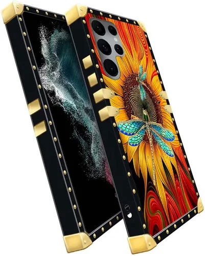 Miniatura 4 de Funda compatible con Samsung Galaxy S22 Ultra, funda protectora de TPU suave a prueba de golpes de 4 libélulas en la flor para Samsung Galaxy S22