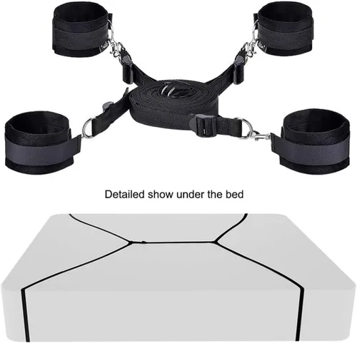 Miniatura 2 de Kit sexual para parejas debajo de la cama King, correas y restricciones sexis ajustables para amarrar debajo del colchón para parejas adultas