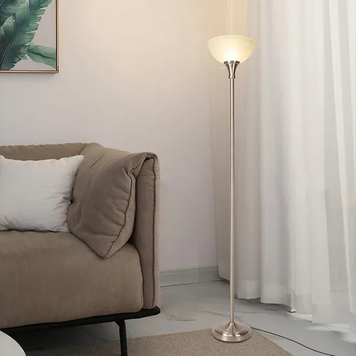 Miniatura 6 de HonoDing Lámpara de pie con pantalla de vidrio esmerilado en blanco mate - para decoración de habitación - Decoración para dormitorio - Lámpara
