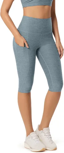 Miniatura 49 de ODODOS - Leggings capri de cintura alta para mujer con bolsillos, control de abdomen, no se transparentan, para entrenamiento atlético, running