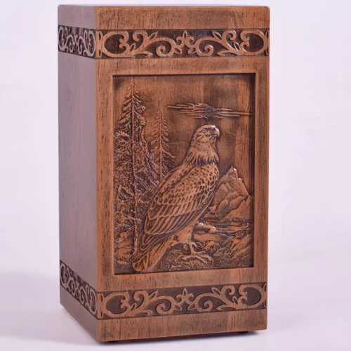 Miniatura 2 de KIMNAG Urna de cremación de madera para cenizas de madera humanas, caja decorativa, urnas funerarias para adultos, hombres y mujeres, con bolsa