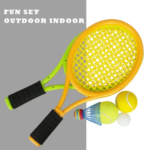 Miniatura 5 de Raquetas de tenis para niños con bolsa de transporte, pelotas de entrenamiento suaves y pájaros de bádminton, juego de regalo de raquetas de tenis