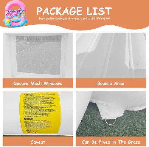 Miniatura 6 de Casa inflable saltarina blanca de 12.5 pies x 7.1 pies con tobogán y piscina de pelotas, juguetes para interiores y exteriores para niños activos