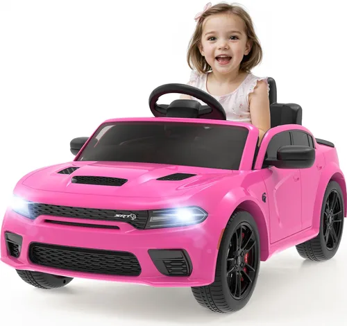 Carro Montable de 12V con Licencia Dodge Charger SRT Hellcat Carro Eléctrico para Niños con Control Remoto, Vehículo Eléctrico para Niños de 3