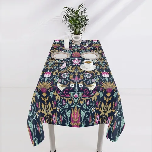 Miniatura 318 de Mantel Floral Retro de Pájaros, Diseño Original Bohemio William Morris Estampado Cubierta de Mesa para Hogar Picnic Fiesta Comedor Cocina William