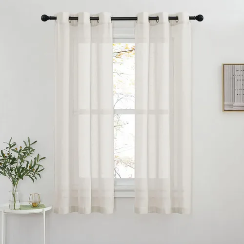 Miniatura 136 de NICETOWN Cortinas de lino traslúcidas con textura de lino de 84 pulgadas de largo, con ojales semitraslúcidos, tratamientos de ventana, privacidad