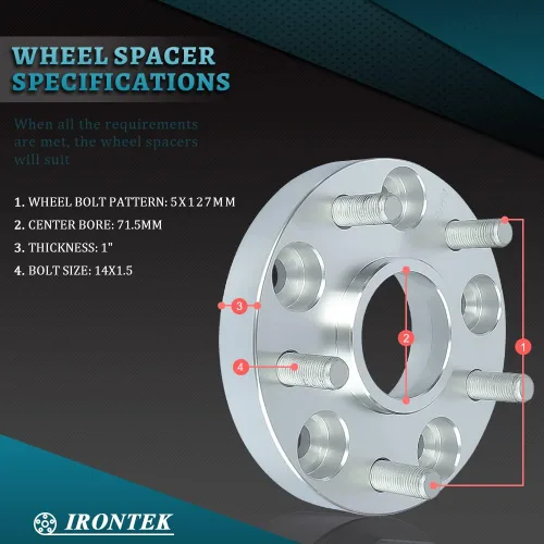 Miniatura 3 de IRONTEK Espaciadores de rueda de 0.197 x 5.000 in (orificio de 1 pulgada de 2.815 in, pernos de 14 x 1.5 pulgadas) Adaptador espaciadores 1" 4