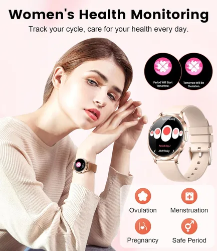 Miniatura 5 de DREMAC Smart Watch(Make Call/Thin),1.32'' Amoled Curved Display for Android iPhone,Smart Watches for Women with Heart Rate Monitor,Sleep