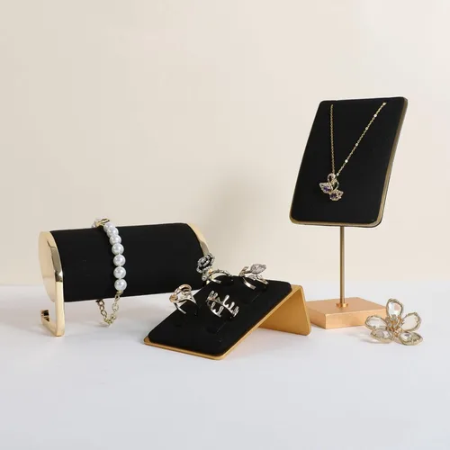 Miniatura 2 de GemeShou Soporte de anillo de joyería negro para mujeres, exhibición de anillo minorista, organizador de almacenamiento de anillo de terciopelo