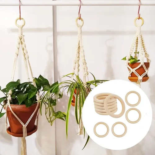 Miniatura 6 de 10 unidades de anillos de madera sin terminar de 100 mm para manualidades, anillos de madera macramé de 4 pulgadas de diámetro, anillos de madera