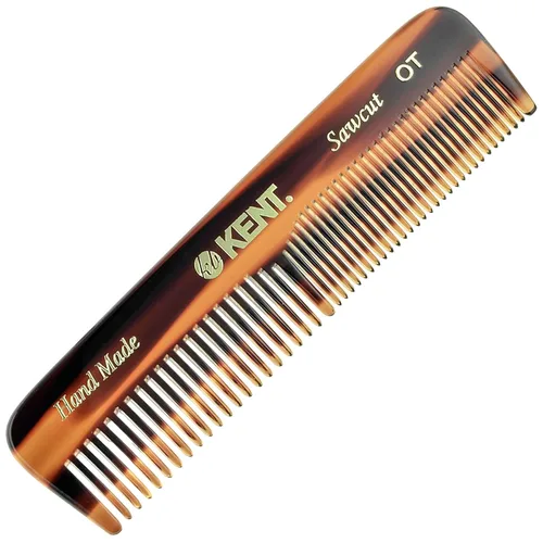 Kent OT Tortoise Peine de Bolsillo - Peine de Cabello Hecho a Mano con Dientes Finos y Anchos para Hombres, Mujeres y Niños - Peine de Viaje, Barba