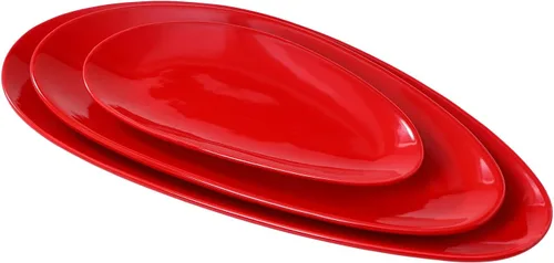 Miniatura 8 de vicrays Platos ovalados grandes para servir, platos de porcelana de 16/14/10 pulgadas para fiestas, barbacoas, bandejas apilables para servir Negro