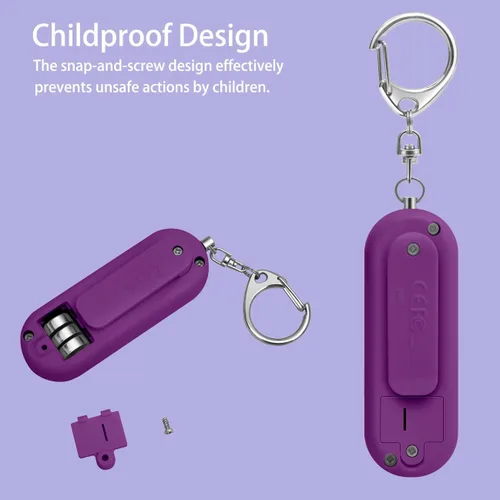 Miniatura 7 de Alarma personal para mujeres, niñas, alarma de seguridad personal simple, luz estroboscópica LED extra, llavero de autodefensa de seguridad, cuernos