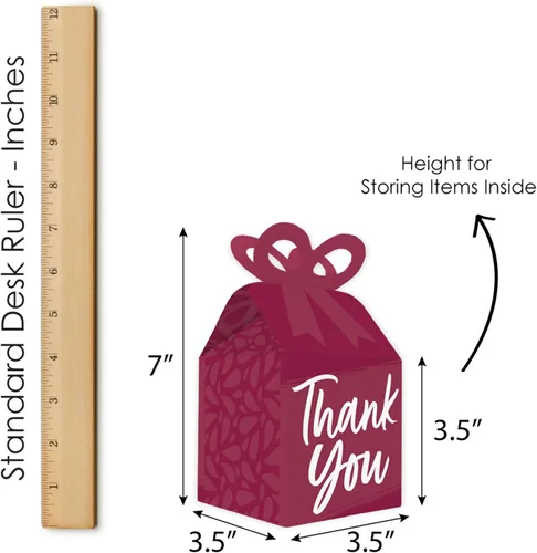 Miniatura 6 de Big Dot of Happiness Cajas de regalo cuadradas de color burdeos, elegantes y sencillas, cajas de lazo para fiestas de invitados, juego de 12 Borgoña