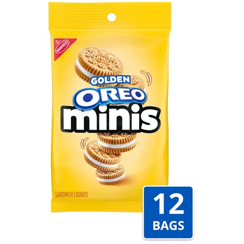 Miniatura 4 de Galletas OREO Minis tipo sándwich doradas, 12 bolsas de 3 oz