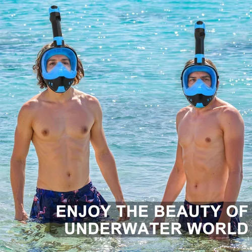 Miniatura 4 de Full Face Snorkel Mask, Snorkeling Gear for Adults Kids with Latest Dry Top Breathing System and Detachable Camera Mount, with 180 Degree Panoramic