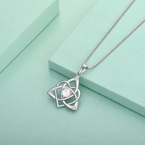 Miniatura 5 de STARCHENIE Collar de nudo celta para mujer, plata de ley 925, colgante de nudo de amor Trinity, piedras de nacimiento, joyería