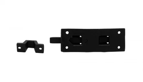 Miniatura 6 de Renovators Supply Manufacturing Pestillo de cerradura de puerta de 4 pulgadas. Pestillo de perno deslizante de hierro forjado negro con accesorios