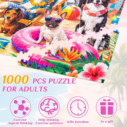 Miniatura 3 de Civaner Rompecabezas de 1000 piezas para adultos, con patrón de perro, divertidos rompecabezas de animales, regalos para la decoración del hogar